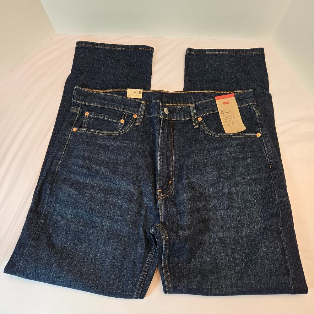 LEVI'S Men's 505 Regular Fit Jeans Sz 36x32 Dark Indigo